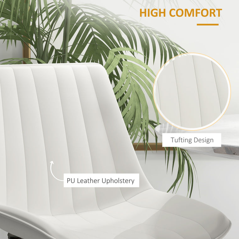 PU Leather Dining Chairs Set of 2 - Cream