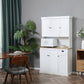 71" Kitchen Pantry Buffet with Hutch Storage Cabinet Microwave Oven Stand with Drawer, White, Oak