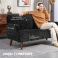 Velvet Feel Fabric 2 Seater Sofa, Small Sofa Loveseat with 8.3" Thick Padding and Wood Legs, Black