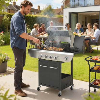 4-Burner Propane Gas Grill with Cast Iron Grates