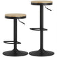 Wood Barstools Set of 2, Swivel Bar Stools with Adjustable Height for Kitchen Counter, Natural Wood and Black