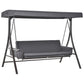 3 Person Porch Swing Bed, 2-in-1 Convertible Outdoor Patio Swing Chair Bench Hammock with Adjustable Canopy, Cushions, Pillows for Porch and Backyard, Red