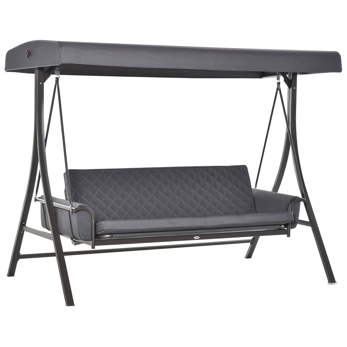 3 Person Porch Swing Bed, 2-in-1 Convertible Outdoor Patio Swing Chair Bench Hammock with Adjustable Canopy, Cushions, Pillows for Porch and Backyard, Red