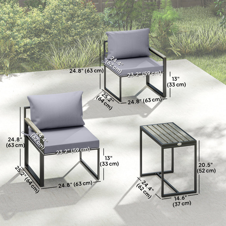 Bistro Set with 2 Chairs and Side Table