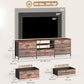 TV Stand for TVs up to 70 Inch, Industrial TV Console with Charging Station, 5 Drawers and Open Shelves, Rustic Brown