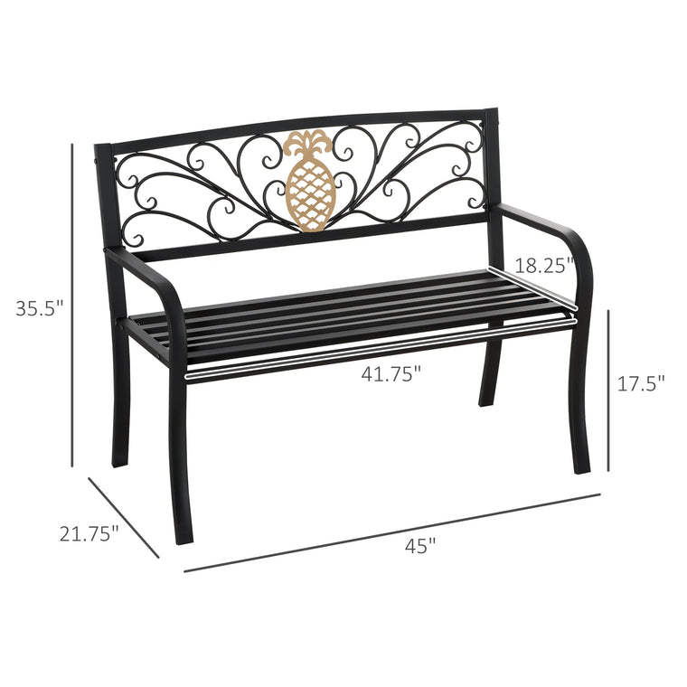 Black & Gold 45" Steel Garden Loveseat