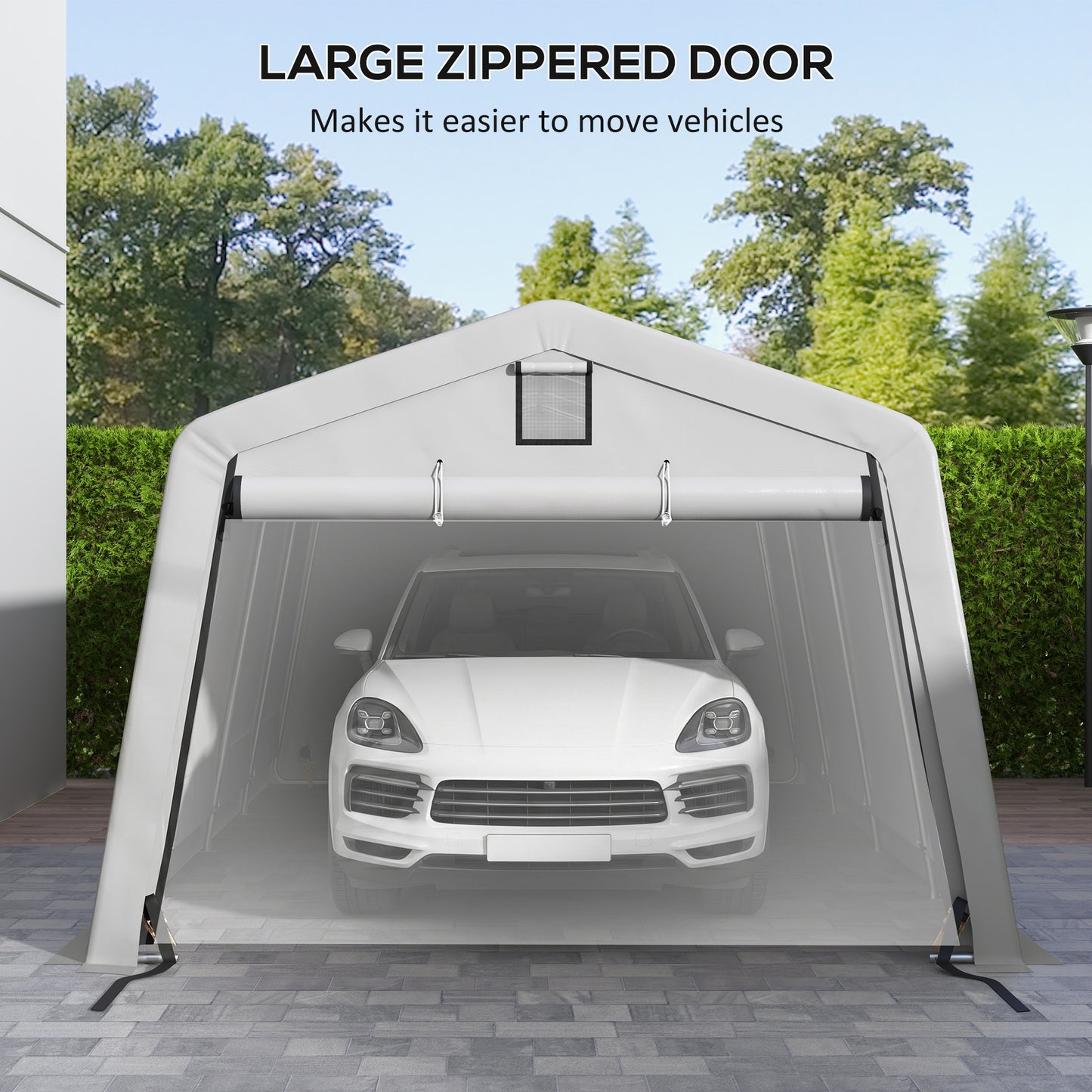 Portable Garage, Heavy Duty Carport Canopy with Ventilation Windows and Large Roll-up Door, Dark Grey