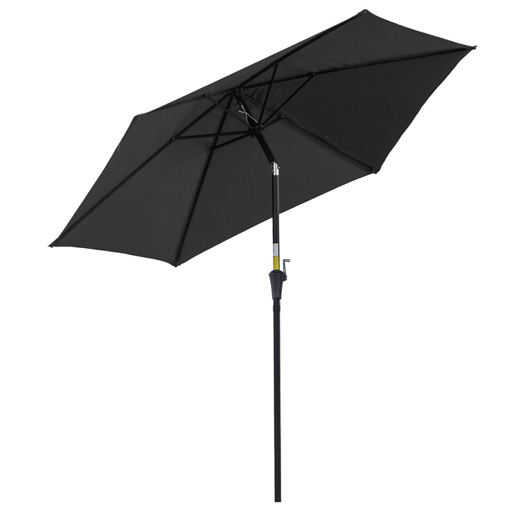 8.5' Black Round Aluminum Parasol with 6 Ribs & Crank Handle