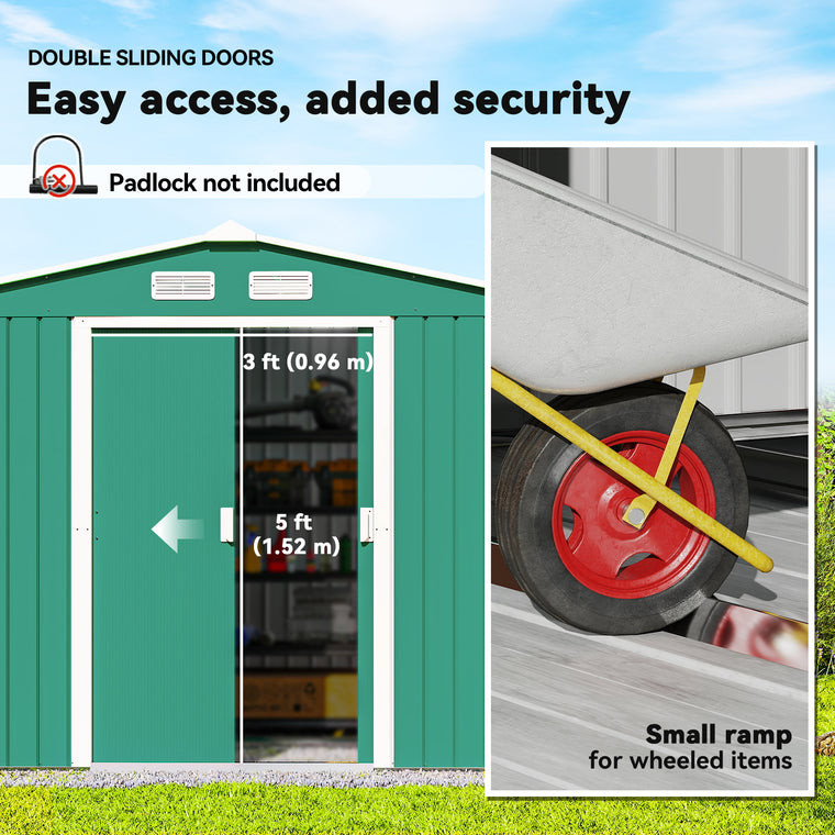 9.1' x 6.4' x 6.3' Storage Shed with Double Doors