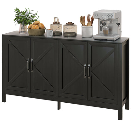Barn Door Sideboard TV Stand for 65" TV - Black Oak