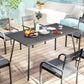 Rectangle Patio Dining Table for 6 Person, Metal Steel Slat Outdoor Table, for Lawn, Garden, 59" x 31.5" x 29", Grey