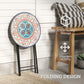 Mosaic Outdoor Patio Side Table, 14" Round Folding Outdoor Coffee Table with Steel Frame for Balcony Deck Patio Terrace, Mixed Colour