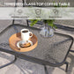 Outdoor 4 Pieces Patio Furniture Set, Garden Set with Two Foldable Armchairs, a Loveseat & Glass Top Table, Mixed Grey