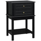 Modern Sofa Side Table, Accent End Table with Drawers and Storage Shelf, Nightstand for Bedroom Living Room, Black
