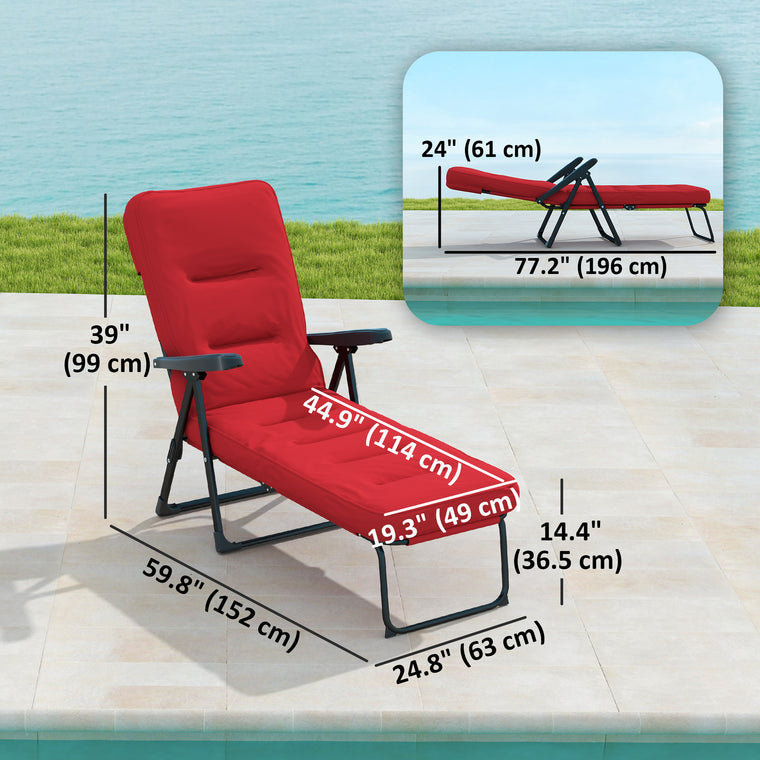 Folding Reclining Lounge Chair with Cushion & Footrest