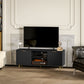 TV Stand with Storage for 55 Inch TV, Modern TV Cabinet with 2 Open Shelves and 2 Cabinets for Living Room, Black