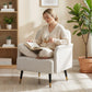 Accent Chair Modern Tufted with Metal Legs Upholstered Reading Armchair for Living Room Cream White