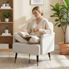Accent Chair Modern Tufted with Metal Legs Upholstered Reading Armchair for Living Room Cream White