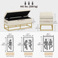 Storage Ottoman with Flip Top, Upholstered Storage Bench, Linen Fabric Footstool with Steel Legs for Living Room, Bedroom, Beige