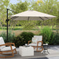 8' x 8' Square Patio Hanging Offset Umbrella with 360° Rotation, Aluminum Outdoor Cantilever Parasol with Crank & Tilt, Sun Canopy Shelter with Cross Base, White