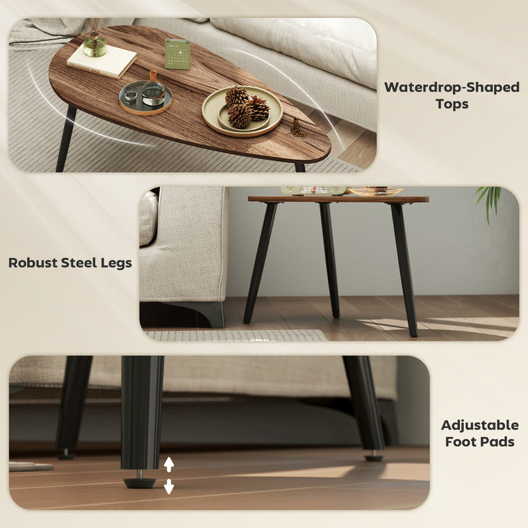 Set of 2 Industrial Nesting Coffee Tables - Brown