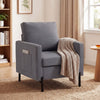 Accent Chair Modern Upholstered Armchair with Side Pockets and Cushion for Bedroom, Living Room, Dark Grey