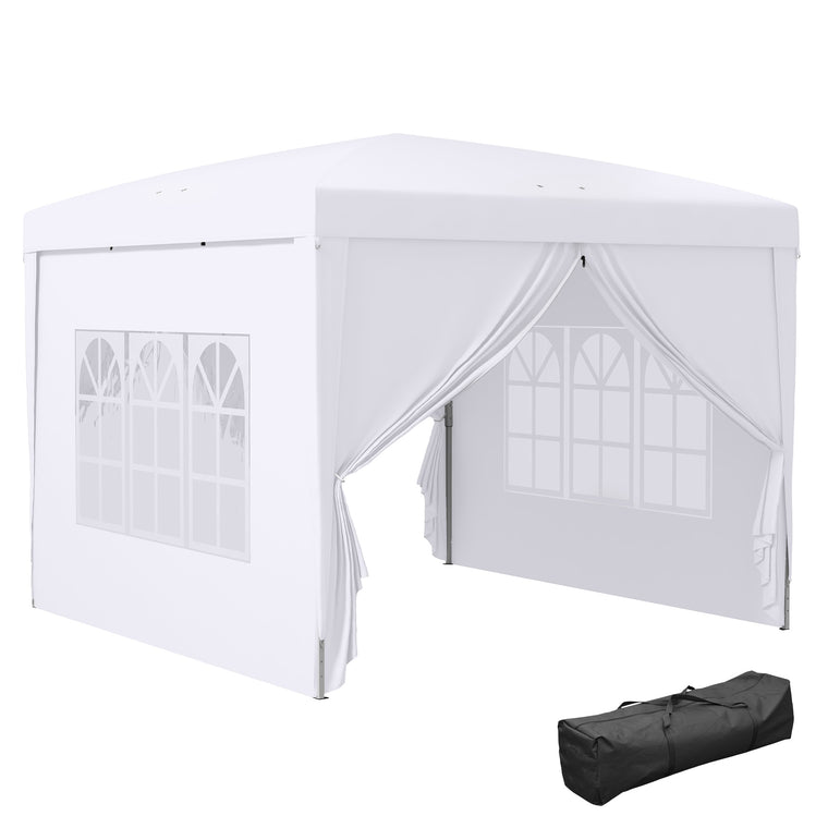 9.7' x 9.7' White Pop Up Party Tent with Carrying Bag