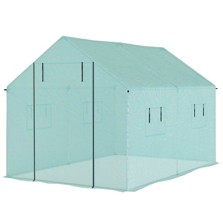 6.6' x 10' x 6.6' Green Tunnel Greenhouse with Mesh Windows