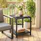 Outdoor Coffee Table 2-Tier Patio Coffee Table with Storage Shelf, Adjustable Feet for Garden Balcony Poolside Black