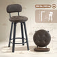 Bar Stools Set of 2, Upholstered Breakfast Bar Chairs with Footrest and Backrest for Kitchen Counter, Brown