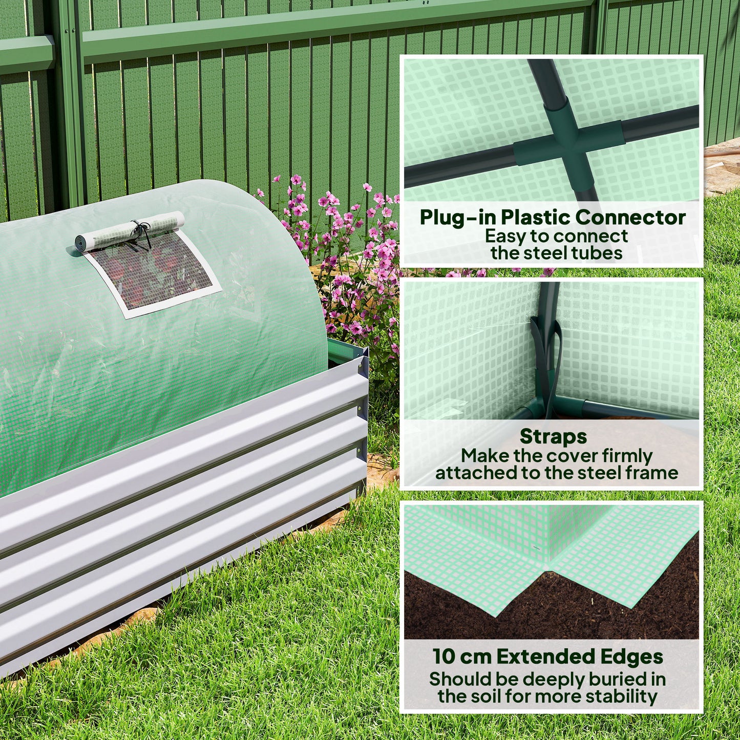Portable Mini Greenhouse, Tunnel Growing Tent with 5 Mesh Windows and Steel Frame
