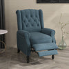Wingback Reclining Chair with Footrest, Button Tufted Recliner Chair with Rolled Armrests for Living Room, Blue