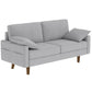 3 Seater Sofa, Velvet Upholstered Couch with Spring Cushions, Rubber Wood Legs and 2 Pillows, Grey