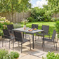 Outdoor Dining Set for 6, Faux Wood Patio Table and Chairs with Breathable Mesh Seat, Galvanized Steel Frame, Black