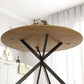 47" Round Kitchen Table for 4, Industrial Dining Table with Steel Legs for Dining Room, Brown and Black