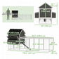 137" Wooden Chicken Coop with Chicken Run, Nesting Box, Dark Grey