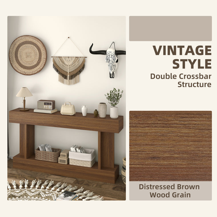 63" Narrow Console Table with Storage Shelf
