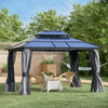 10' x 12' Black & Grey Hardtop Gazebo with Double Tier Roof