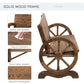 Wooden Wagon Wheel Bench Rustic Design 2 Seater Garden Outdoor Chair High Back Loveseat
