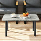 Outdoor Garden Coffee Table, Patio Table with Slatted Wood Plastic Composite Top and Steel Frame, Grey