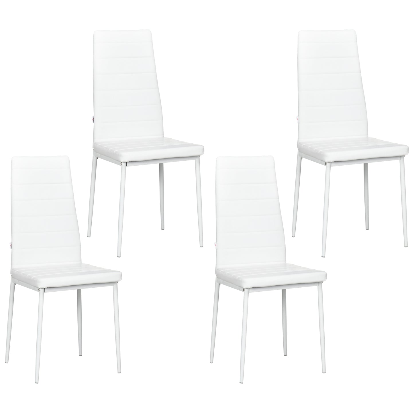 Modern Dining Chairs, Set of 4, High Back PU leather Upholstery and Metal Legs for the Living Room, Kitchen, Home Office, White