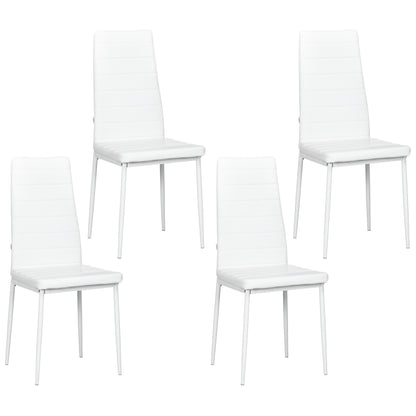 Set of 4 High-Back PU Leather Dining Chairs - White