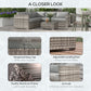 4 Pieces Rattan Wicker Outdoor Conversation Furniture Set w/ Corner Sofa Loveseats Coffee Table Cushions, Grey