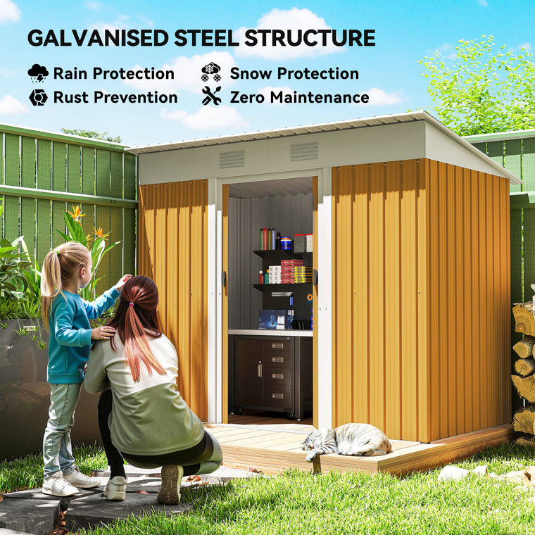 7' x 4' Metal Garden Shed with Lockable Sliding Doors and Vents