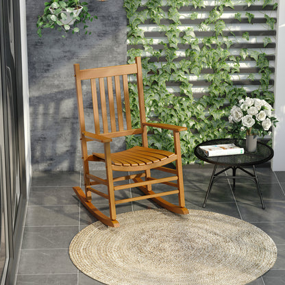 Natural Wooden Porch Rocking Armchair