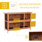 54"L 2-Story Large Rabbit Hutch Bunny Cage Wooden Pet House Small Animal Habitat with Lockable Doors, No Leak Tray and Waterproof Roof for Outdoor/Indoor Orange