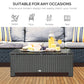 Rattan Coffee Table, Patio Side Table, Hand-woven Wicker Furniture with Tempered Glass Top Outdoor Garden Patio, Black