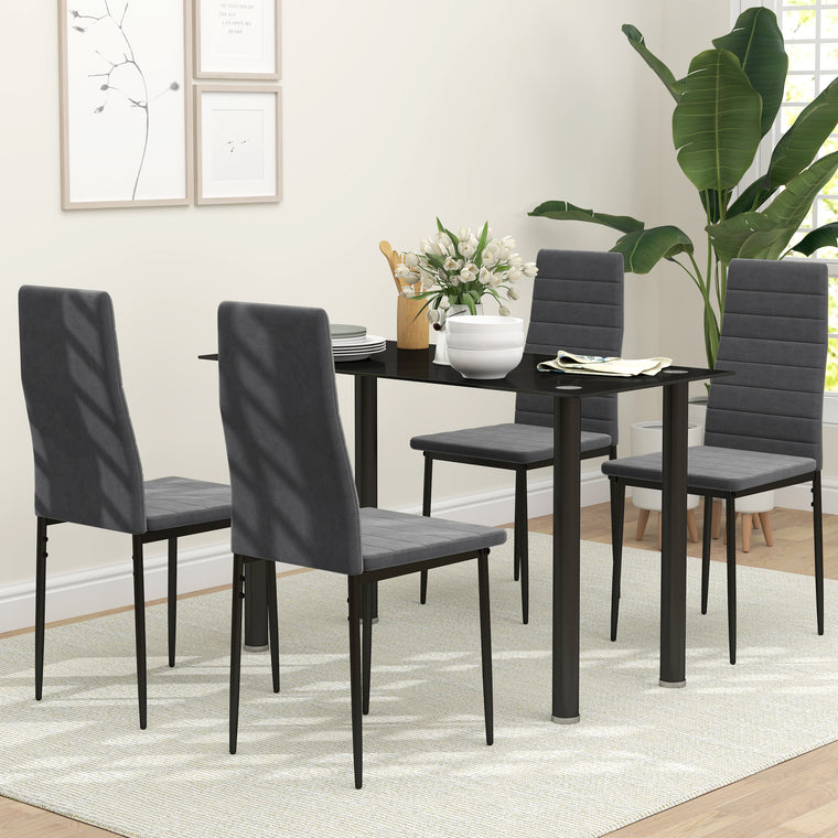 High Back Dining Chairs Set of 4 with Metal Legs