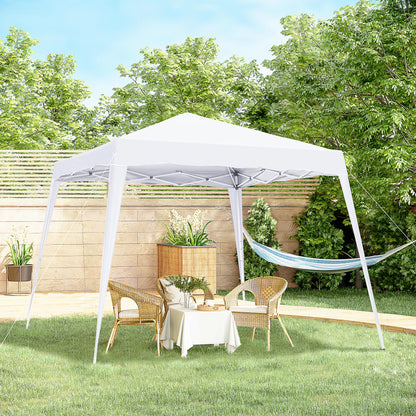 8' x 8' White Foldable Pop-Up Canopy Tent with Carrying Bag