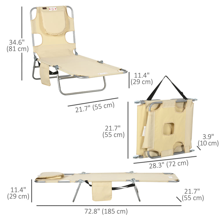 Folding 5-Level Tanning Chair with Face Hole & Carry Strap